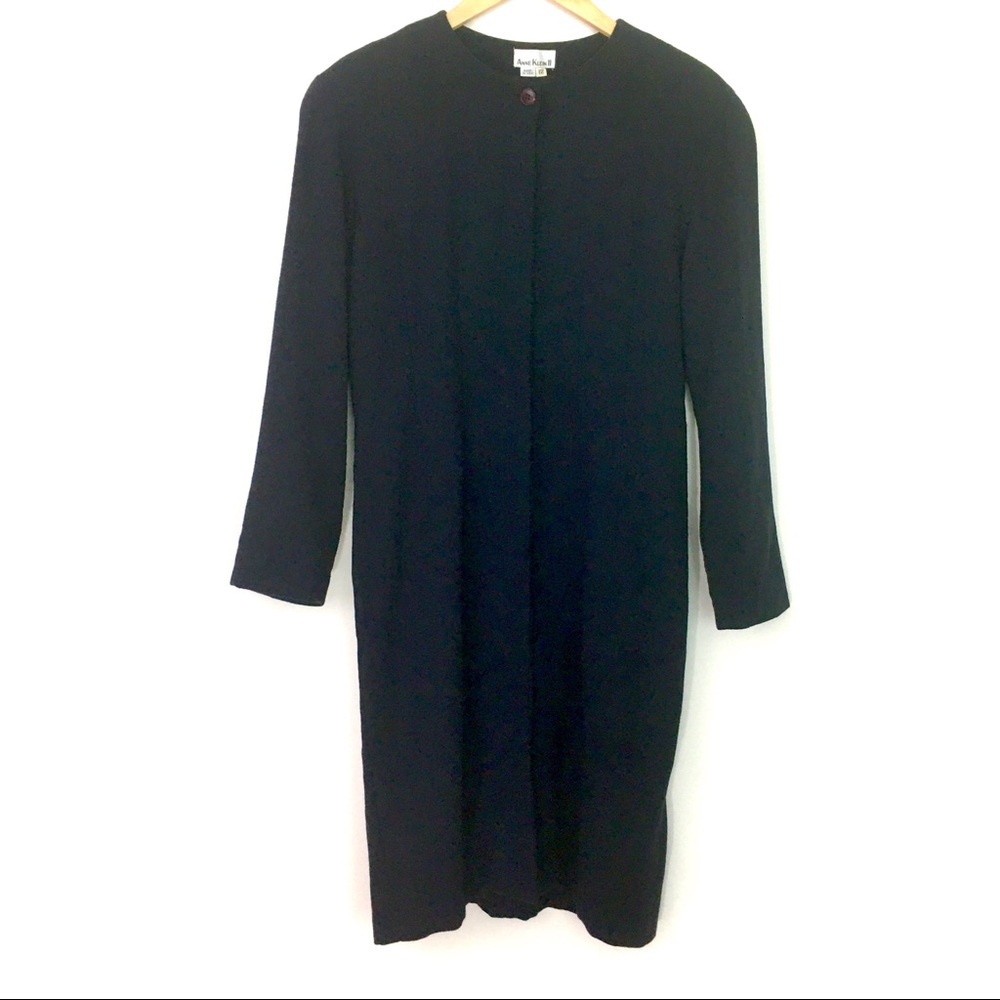 Anne Klein II Vintage Dress Long Sleeve Size 12 Navy Blue